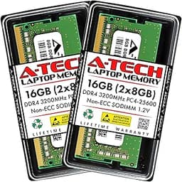 A-Tech 16GB (2x8GB) DDR4 3200 MHz SODIMM PC4-25600 (PC4-3200AA) CL22 Non-ECC Laptop RAM Memory Modules