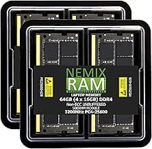 64GB 4X16GB DDR4 3200MHZ, 2933MHZ or 2666MHZ 260-PIN 1.2V Non-ECC Unbuffered SODIMM NEMIX RAM Laptop PC Memory KIT