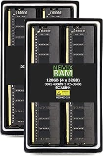 NEMIX RAM 128GB (4X32GB) DDR5 4800MHZ PC5-38400 2Rx8 1.1V CL40 288-PIN ECC Unbuffered UDIMM KIT Compatible with Dell Precision 3660 Tower Workstation
