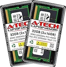 A-Tech 32GB Kit (2x16GB) RAM for Dell Inspiron 14 5440, 16 5640, 14 7440 2-in-1, 16 Plus 7630 Laptop | DDR5 5200MHz PC5-41600 SODIMM 1Rx8 1.1V 262-Pin Non-ECC SO-DIMM Memory Upgrade