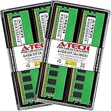A-Tech 64GB Kit (4x16GB) RAM for Dell PowerEdge R230, R240, R250, R330, R350, T130, T140, T30, T340, T350 | DDR4 2666MHz PC4-21300 ECC-UDIMM 2Rx8 ECC Unbuffered Server Memory Upgrade
