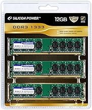 Silicon Power SP012GBLTU133V32 Memory Module 240-Pin DIMM DDR3-1333 (PC3-10600), 4 GB x 3 Pack
