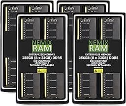 256GB 8X32GB DDR5 5600MHZ PC5-44800 2Rx8 1.1V CL46 288-PIN ECC Unbuffered UDIMM NEMIX RAM Memory KIT