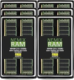 NEMIX RAM 384GB (12X32GB) DDR4 3200MHZ PC4-25600 2Rx4 1.2V CL22 288-PIN ECC RDIMM Registered Server Memory KIT