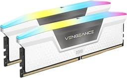 Vengeance RGB DDR5 RAM 64GB (2x32GB) 6400MHz CL32 Intel XMP iCUE Compatible Computer Memory - White (CMH64GX5M2B6400C32W)