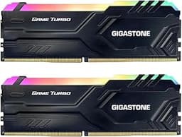 【RGB DDR4 RAM】GIGASTONE Game TURBO 32GB Kit (2x16GB)DDR4 3200MHz PC4-25600 CL16-18-18-40 Intel XMP 2.0 AMD Ryzen 1.35V UDIMM 288 Pin Unbuffered Non ECC High Performance Gaming Desktop Memory - Black