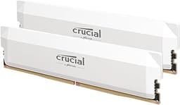Crucial Pro DDR5 RAM 64GB Kit (2x32GB) 6000MHz CL40, Overclocking Desktop Gaming Memory, Intel XMP 3.0 & AMD Expo Compatible – White CP2K32G60C40U5W