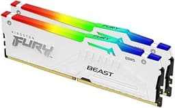 Fury Beast White RGB 32GB (2x16GB) 6400MT/s DDR5 CL32 DIMM Desktop Gaming Memory Kit of 2 AMD Expo/Intel XMP - KF564C32BWEAK2-32