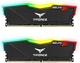 Team T-Force Delta RGB DDR4 Gaming Memory, 2 x 8 GB, 3200 Mhz, 288 Pin DIMM, Black