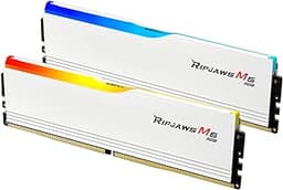 Ripjaws M5 RGB Series DDR5 RAM (Intel XMP 3.0 & AMD Expo) 32GB (2x16GB) 5200MT/s CL40-40-40-83 1.10V Desktop Computer Memory U-DIMM - Matte White (F5-5200J4040A16GX2-RM5RW)
