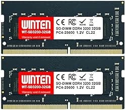 WINTEN DDR4-3200 64GB (2 x 32GB) 260-Pin CL22 1.2V SODIMM SDRAM Internal Memory/Expansion Module for Laptop PCs WT-SD3200-D64GB