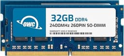 OWC 64GB (2 x 32.0GB) 2400MHz DDR4 PC4-19200 SO-DIMM 260 Pin CL17 Memory Ram Upgrade Module Compatible with 2017 iMac and Select PC Laptops (OWC2400DDR4S64P)