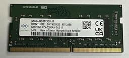 8GB PC4-25600 DDR4-3200MHZ SODIMM Notebook PC Ram PC4-3200AA NT8GA64D88CX3S-JR (CL22, Non-ECC, 260-Pin, Intel and AMD Compatible) Laptop Memory (OEM New)