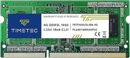Timetec 4GB DDR3L / DDR3 1600MHz PC3L-12800 / PC3-12800 Non-ECC Unbuffered 1.35V / 1.5V CL11 1Rx8 Single Rank 204 Pin SODIMM Laptop Notebook PC Computer Memory RAM Module Upgrade (4GB)