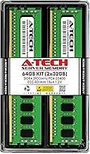 A-Tech 64GB Kit (2x32GB) DDR4 2933MHz PC4-23400 ECC RDIMM 1Rx4 Single Rank 1.2V ECC Registered DIMM 288-Pin Server & Workstation RAM Memory Upgrade Modules (A-Tech Enterprise Series)