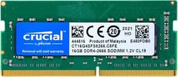 16GB DDR4 SDRAM Memory Module - for Notebook - 16 GB - DDR4-2666/PC4-21300 DDR4 SDRAM - CL19-1.20 V - Non-ECC - Unbuffered - 260-pin - SoDIMM (CT16G4SFS8266)