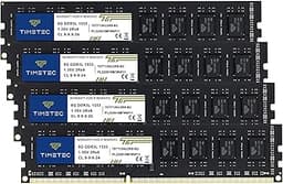 Timetec 32GB KIT(4x8GB) DDR3 / DDR3L 1333MHz PC3-10600 Non-ECC Unbuffered 1.5V / 1.35V CL9 2Rx8 Dual Rank 240 Pin UDIMM PC Desktop Computer Memory RAM Module Upgrade (32GB KIT(4x8GB))