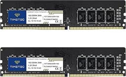 Timetec 32GB KIT (2x16GB) DDR4 2666MHz (PC4-2666V) PC4-21300 UDIMM Desktop RAM – 288-Pin 1.2V CL19 Non-ECC Unbuffered DIMM Memory Module Upgrade