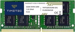 Timetec Hynix IC 32GB DDR4 3200MHz PC4-25600 Unbuffered ECC UDIMM 1.2V CL22 2Rx8 Dual Rank 260 Pin SODIMM Memory RAM Module Upgrade (32GB)