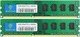 Rasalas 8GB (2X 4GB) PC3-12800 DDR3 1600 DDR3 Ram 8 GB PC3 12800 DDR3 8GB 2Rx8 Udimm 1.5V CL11 RAM Memory for Desktop