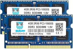 Motoeagle DDR3 1333MHz 8GB Kit (2x4GB) PC3-10600S 2Rx8 PC3 10600 SODIMM 204 Pin 1.5V Laptop Memory