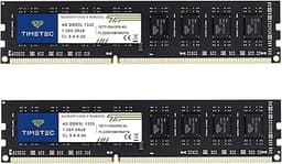 Timetec 8GB KIT(2x4GB) DDR3 / DDR3L 1333MHz PC3-10600 Non-ECC Unbuffered 1.5V / 1.35V CL9 2Rx8 Low Density Dual Rank 240 Pin UDIMM Desktop PC Computer Memory RAM Module Upgrade (8GB KIT(2x4GB))