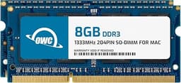 OWC 16GB (2X 8GB) 1333MHz DDR3 SO-DIMM PC3-10600 204Pin SO-DIMM CL9 Memory RAM Upgrade Module for iMac, Mac mini, MacBook Pro and PC Laptops (OWC1333DDR3S16P)