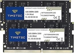 Timetec 64GB KIT(2x32GB) DDR4 3200MHz PC4-25600 Non-ECC Unbuffered 1.2V CL22 2Rx8 Dual Rank 260 Pin SODIMM Compatible with AMD and Intel Gaming Laptop Notebook PC Computer Memory RAM Module Upgrade