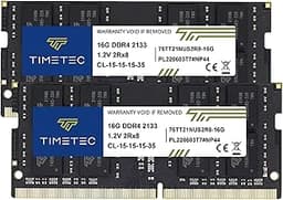 Timetec 32GB KIT (2x16GB) DDR4 2133MHz (PC4-2133P) PC4-17000 SODIMM Laptop RAM – 260-Pin 1.2V CL15 Non-ECC Unbuffered Memory Module for Laptop, Notebook, Mini PC, All-in-One