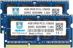 2x4GB DDR3L 1600MHZ SODIMM RAM PC3L 12800S 2Rx8 PC3 1600 DDR3 12800 204-pin 1.35V Dual Rank Laptop Memory 8GB KIT