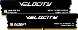 A-Tech Velocity RAM 32GB (2x16GB) DDR5 5600MHz (PC5-44800) XMP 3.0 UDIMM 1.1V Non-ECC DIMM 288-Pin Desktop Computer Gaming Memory - AV2K16G5D56X