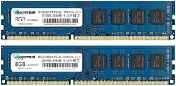 DDR3L 10600U 16GB Kit (2x8GB) DDR3L/DDR3 10600 1333MHz Udimm, Royemai 8GB PC3/PC3L-10600U Dimm Memory 2Rx8 1.35V/1.5V CL9 Desktop RAM