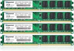 8GB Kit (4x2GB) DDR2 800Mhz Udimm RAM, Royemai DDR2-800U PC2-6400 2GB 1.8V CL6 240-pin 2Rx8 Non-ECC Unbuffered Desktop Computer RAM Memory Modules