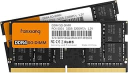 fanxiang SODIMM DDR4 RAM 64GB (2 x 32GB) 3200MHz, Intel AMD Laptop Memory CL22 1.2V Dual Channel,Ideal for Gaming and Productivity