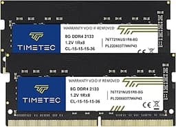 Timetec 16GB KIT (2x8GB) DDR4 2133MHz (PC4-2133P) PC4-17000 SODIMM Laptop RAM – 260-Pin 1.2V CL15 Non-ECC Unbuffered Memory Module for Laptop, Notebook, Mini PC, All-in-One