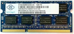 NANYA NT4GC64B8HG0NS-CG 4GB Notebook SODIMM DDR3 PC10600(1333) UNBUF 1.5v 2RX8 204P 512MX64 256mX8 C