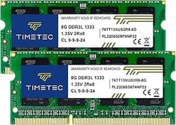 16GB KIT(2x8GB) DDR3 / DDR3L 1333MHz PC3-10600 Non-ECC Unbuffered 1.5V / 1.35V CL9 2Rx8 Dual Rank 204 Pin SODIMM Laptop Notebook PC Computer Memory RAM Module Upgrade(16GB KIT(2x8GB))