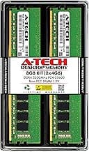 A-Tech 8GB Kit (2 x 4GB) DDR4 3200 MHz DIMM Non-ECC PC4-25600 288-Pin 1.2V Desktop Computer PC RAM Memory Upgrade Kit