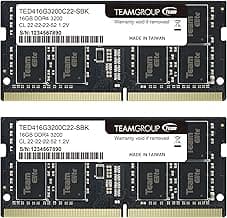 TEAMGROUP Elite DDR4 32GB Kit (2 x 16GB) 3200MHz PC4-25600 CL22 (2933MHz or 2666MHz)Unbuffered Non-ECC 1.2V SODIMM 260-Pin Laptop Notebook PC Computer Memory Module Ram Upgrade - TED432G3200C22DC-S01