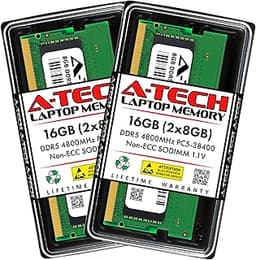 A-Tech 16GB Kit (2x8GB) DDR5 4800MHz PC5-38400 CL40 SODIMM 1.1V Non-ECC Unbuffered SO-DIMM 262-Pin Laptop Computer RAM Memory Upgrade Modules