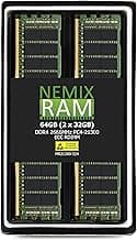 NEMIX RAM 64GB (2X32GB) DDR4 2666MHZ PC4-21300 2Rx4 1.2V CL19 288-PIN ECC RDIMM Registered Server Memory KIT