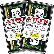 A-Tech 32GB Kit (2x16GB) DDR4 2933MHz PC4-23400 (PC4-2933Y) CL21 SODIMM 1.2V Non-ECC SO-DIMM 260-Pin Laptop, Notebook Computer RAM Memory Upgrade Modules