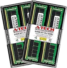 A-Tech 64GB Kit (4x16GB) DDR4 2133MHz PC4-17000 ECC RDIMM 2Rx4 Dual Rank 1.2V ECC Registered DIMM 288-Pin Server & Workstation RAM Memory Upgrade Modules (A-Tech Enterprise Series)