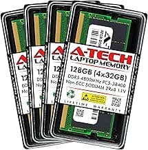 A-Tech 128GB Kit (4x32GB) DDR5 4800MHz PC5-38400 CL40 SODIMM 2Rx8 Dual Rank 1.1V Non-ECC Unbuffered SO-DIMM 262-Pin Laptop Computer RAM Memory Upgrade Modules