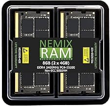 NEMIX RAM 8GB (2X4GB) DDR4 2400MHZ PC4-19200 1Rx6 1.2V CL17 260-PIN Non-ECC SODIMM Laptop PC Memory KIT