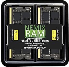 96GB 2X48GB DDR5 4800MHZ PC5-38400 2Rx8 1.1V CL40 262-PIN Non-ECC Unbuffered SODIMM NEMIX RAM Laptop PC Memory KIT