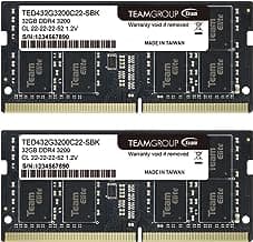 TEAMGROUP Elite DDR4 64GB Kit (2 x 32GB) 3200MHz PC4-25600 CL22 (2933MHz or 2666MHz) Unbuffered Non-ECC 1.2V SODIMM 260-Pin Laptop Notebook PC Computer Memory Module Ram Upgrade - TED464G3200C22DC-S01
