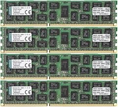 Kingston Technology ValueRAM 64 GB Kit of 4 (4x16 GB Modules) 1600MHz DDR3 (PC3-12800) ECC Reg CL11 DIMM DR x4 Server Memory KVR16R11D4K4/64
