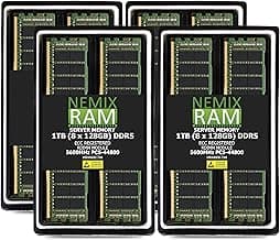 1TB 8X128GB DDR5 5600MHZ PC5-44800 2Rx4 1.1V CL46 288-PIN ECC Registered RDIMM NEMIX RAM Server Memory KIT Compatible with ASRock Rack GENOAD8X-2T/BCM Motherboard