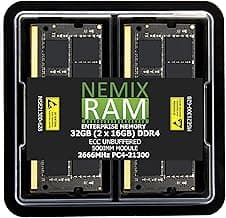 32GB 2X16GB DDR4 2666MHZ PC4-21300 2Rx8 1.2V CL19 260-PIN ECC Unbuffered SODIMM KIT NEMIX RAM Compatible with Synology NAS D4ES03-16G - 22 Series: RS822RP+ RS822+ DS3622xs+ DS2422+ DS1522+